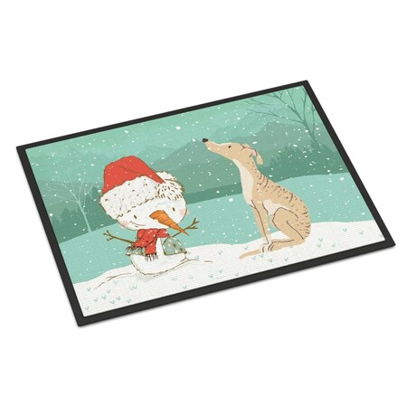 Carolines Treasures Carolines Treasures CK2043JMAT 24 x 36 in. Brindle Greyhound Snowman Christmas Indoor or Outdoor Mat CK2043JMAT